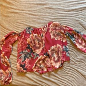 Floral off the shoulder cropped shirt